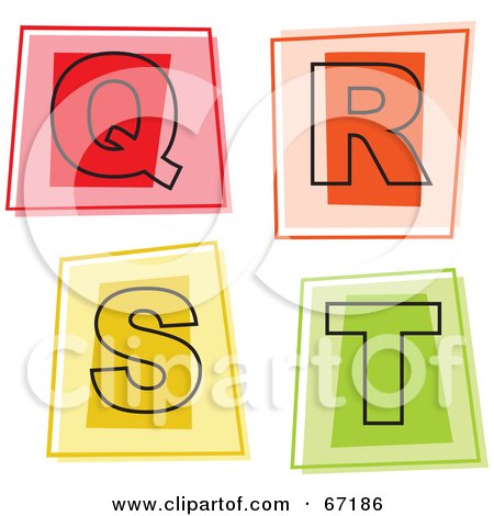 Royalty-Free (RF) Clipart Illustration of a Digital Collage Of Colorful Square Letter Icons; Q Through T by Prawny