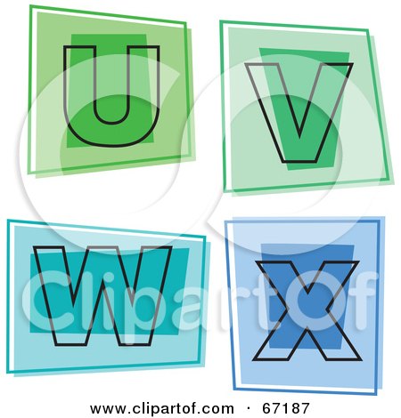 Royalty-Free (RF) Clipart Illustration of a Digital Collage Of Colorful Square Letter Icons; U Through X by Prawny