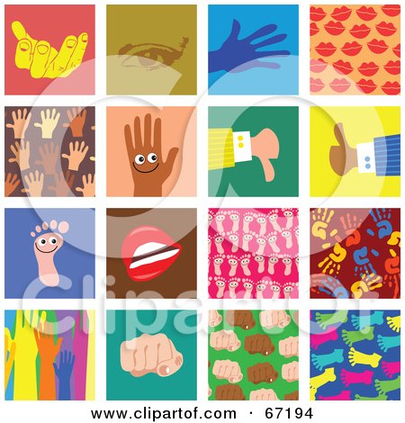 Royalty-Free (RF) Clipart Illustration of a Digital Collage of Colorful Anatomy Tiles by Prawny