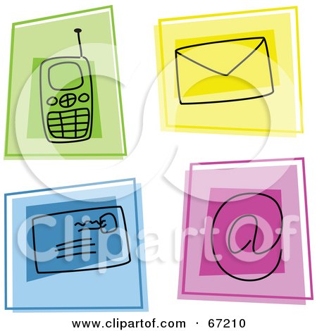 Royalty-Free (RF) Clipart Illustration of a Digital Collage Of Colorful Communication Squares by Prawny
