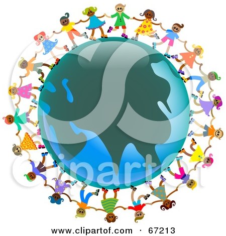 Royalty-Free (RF) Clipart Illustration of Global Kids Holding Hands Around An Asian Globe by Prawny