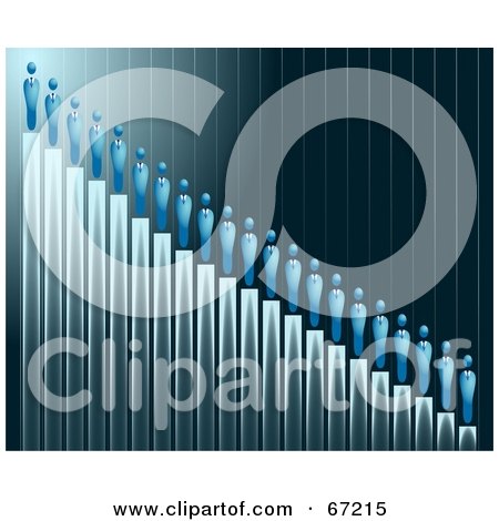 Royalty-Free (RF) Clipart Illustration of a Declining Bar Graph With Blue Business Men by Prawny