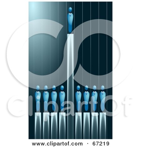 Royalty-Free (RF) Clipart Illustration of a Successor Standing High Above Others by Prawny