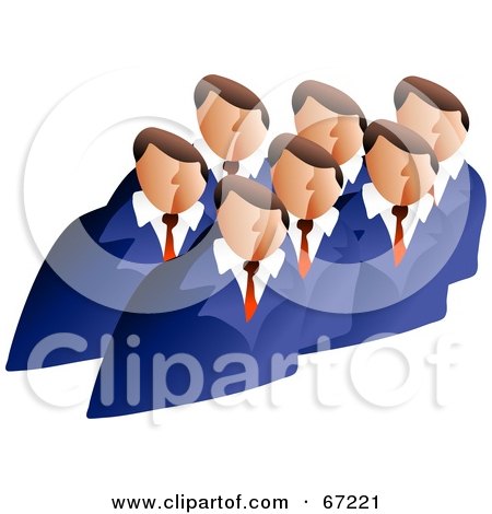 Royalty-Free (RF) Clipart Illustration of a Board Meeting Of Men In Matching Blue Suits by Prawny