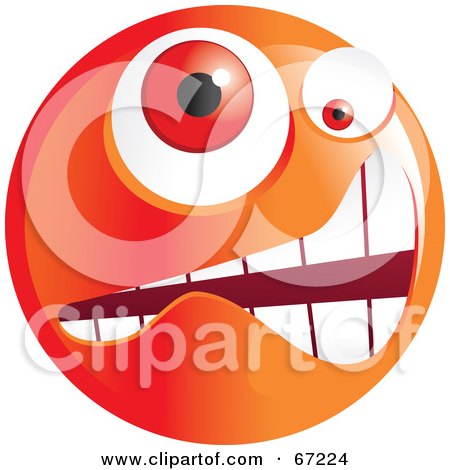 Royalty-Free (RF) Clipart Illustration of a Crazy Mad Orange Emoticon Face - Version 4 by Prawny