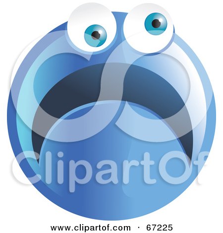 Royalty-Free (RF) Clipart Illustration of a Scared Blue Emoticon Face - Version 3 by Prawny