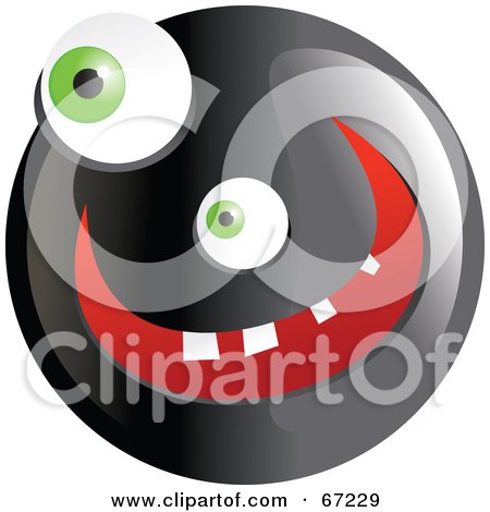 Royalty-Free (RF) Clipart Illustration of a Black Happy Smiley Face - Version 3 by Prawny