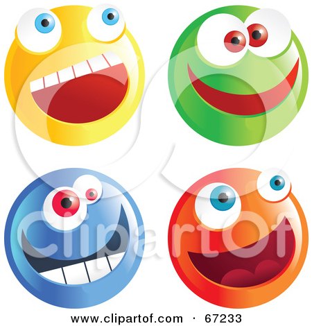 Royalty-Free (RF) Clipart Illustration of a Digital Collage of Happy Emoticon Face Smileys by Prawny