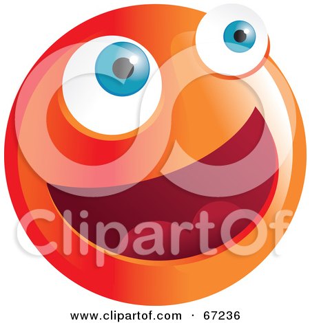 Royalty-Free (RF) Clipart Illustration of a Happy Orange Emoticon Face Smiley by Prawny