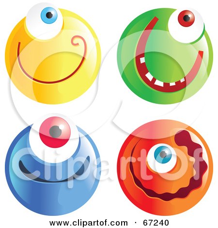 Royalty-Free (RF) Clipart Illustration of a Digital Collage of Cyclops Emoticon Faces by Prawny