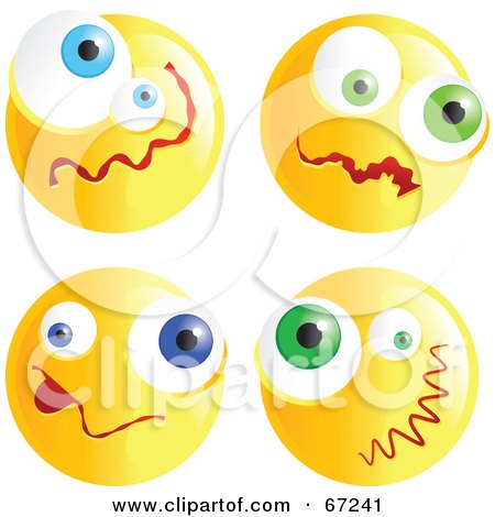 Royalty-Free (RF) Clipart Illustration of a Digital Collage of Yellow Confused Emoticon Faces by Prawny