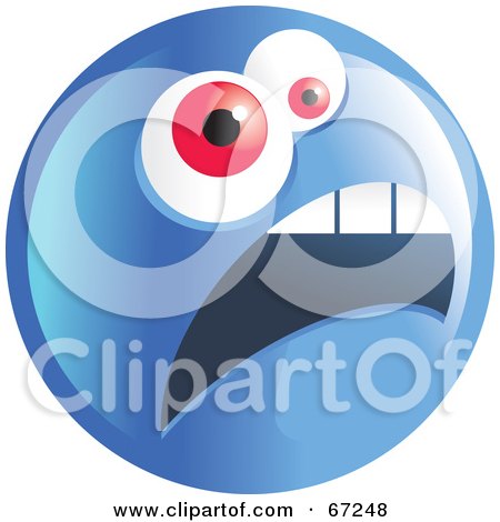 Royalty-Free (RF) Clipart Illustration of a Scared Blue Emoticon Face - Version 2 by Prawny