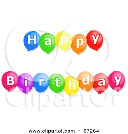 Royalty-Free (RF) Clipart Illustration of a Colorful Happy Birthday Balloons With White Text by Prawny