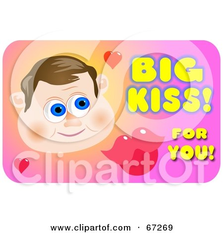 Royalty-Free (RF) Clipart Illustration of a Boy With Big Kiss For You Text by Prawny