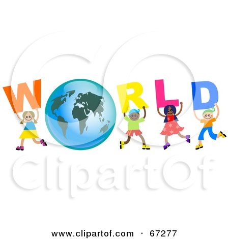 Royalty-Free (RF) Clipart Illustration of Children Carrying WORLD Text by Prawny
