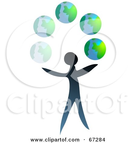 Royalty-Free (RF) Clipart Illustration of a Blue Person Juggling Globes by Prawny
