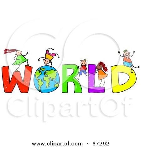 Royalty-Free (RF) Clipart Illustration of Children With WORLD Text by Prawny