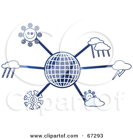 Royalty-Free (RF) Clipart Illustration of a Blue Molecule Weather Globe by Prawny