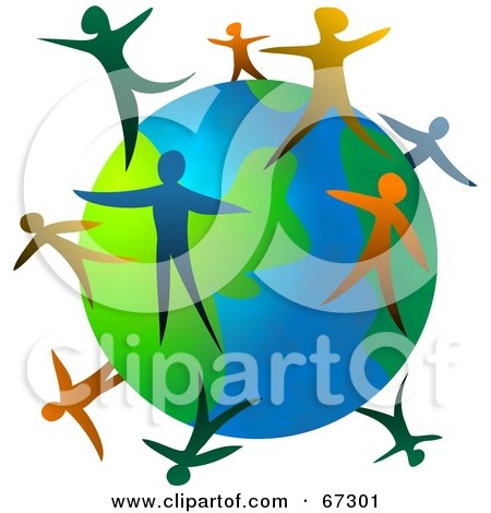 Royalty-Free (RF) Clipart Illustration of Colorful People Standing On The Globe by Prawny