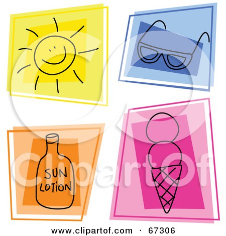 Royalty-Free (RF) Clipart Illustration of a Digital Collage Of Colorful Summer Squares by Prawny