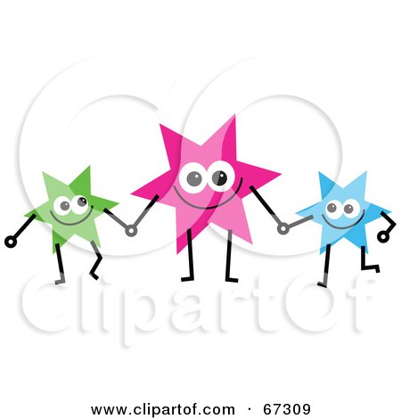 Royalty-Free (RF) Clipart Illustration of a Team Of Colorful Stars Holding Hands - Version 5 by Prawny