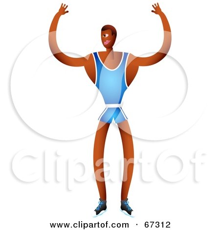 Royalty-Free (RF) Clipart Illustration of a Strong Champion Athlete In A Blue Uniform by Prawny