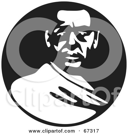 Royalty-Free (RF) Clipart Illustration of a Black And White Stoney Faced Man by Prawny