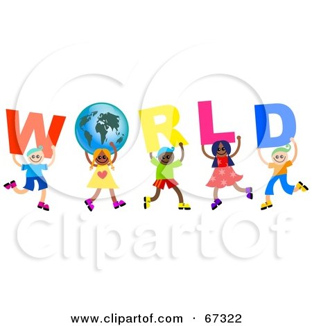 Royalty-Free (RF) Clipart Illustration of Kids Carrying WORLD Text by Prawny
