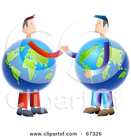 Royalty-Free (RF) Clipart Illustration of Globe Business Men Shaking Hands by Prawny