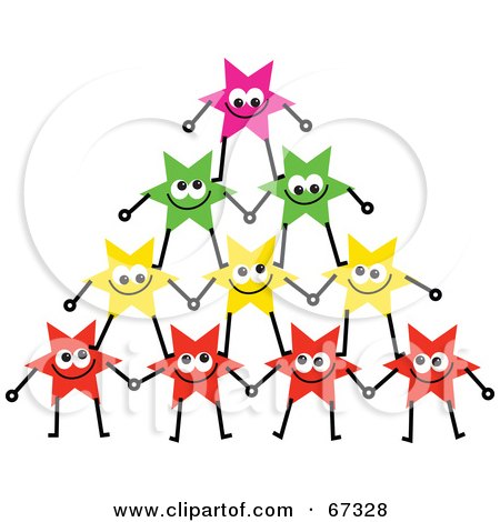 Royalty-Free (RF) Clipart Illustration of a Group Of Colorful Stars Forming A Pyramid - Version 2 by Prawny