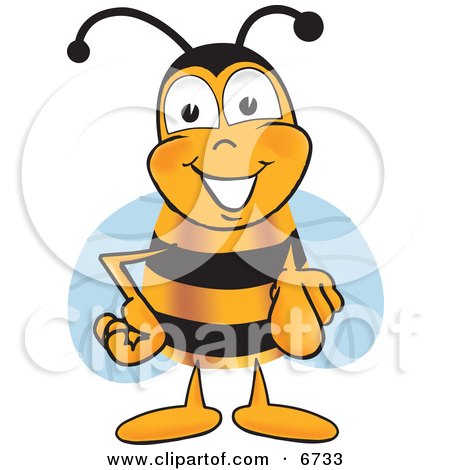 Clipart Picture of a Bee Mascot Cartoon Character Pointing at the Viewer by Toons4Biz