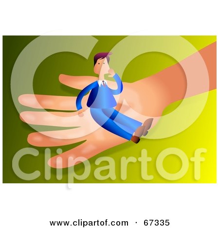 Royalty-Free (RF) Clipart Illustration of a Businessman Sitting In The Palm Of A Hand by Prawny