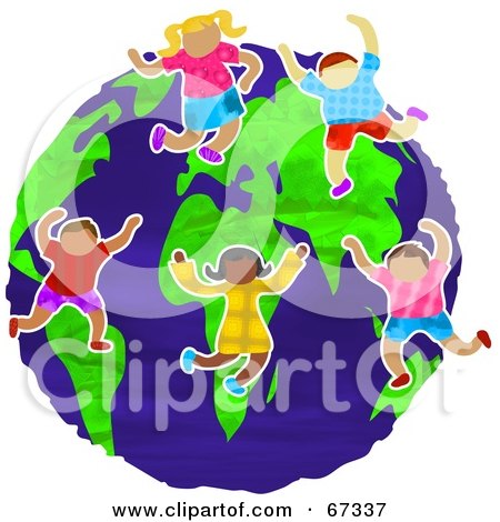 Royalty-Free (RF) Clipart Illustration of Happy International Kids Dancing On The Globe  by Prawny