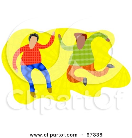 Royalty-Free (RF) Clipart Illustration of Two Male Friends Over Yellow by Prawny