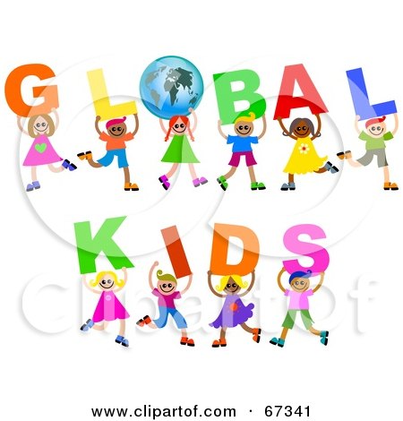 Royalty-Free (RF) Clipart Illustration of Children Carrying GLOBAL KIDS Text by Prawny