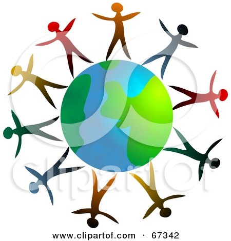 Royalty-Free (RF) Clipart Illustration of Colorful People Standing Around The Globe by Prawny