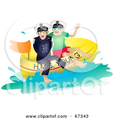 Royalty-Free (RF) Clipart Illustration of a Couple on a Raft by Prawny