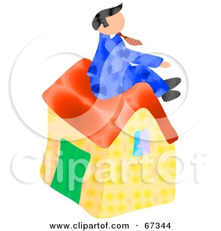 Royalty-Free (RF) Clipart Illustration of a Male Realtor Sitting Atop A Home by Prawny