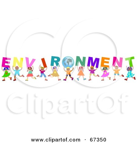 Royalty-Free (RF) Clipart Illustration of Children Carrying ENVIRONMENTAL Text by Prawny