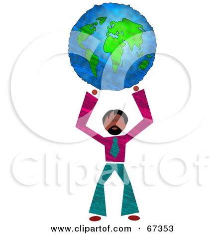 Royalty-Free (RF) Clipart Illustration of a Powerful Businessman Holding Up A Globe by Prawny