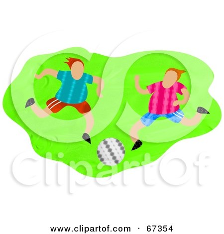 Royalty-Free (RF) Clipart Illustration of Two Soccer Players Running Over Green by Prawny