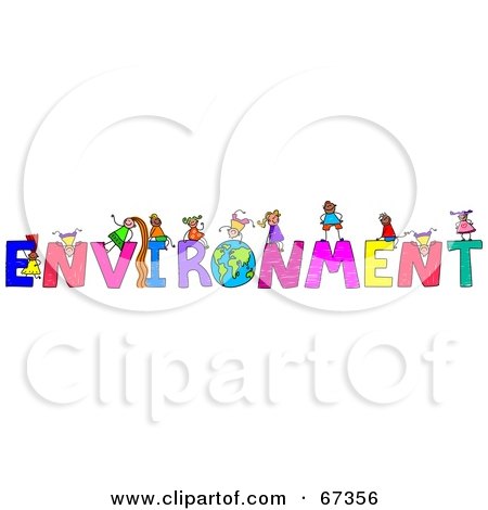 Royalty-Free (RF) Clipart Illustration of Children With ENVIRONMENT Text by Prawny