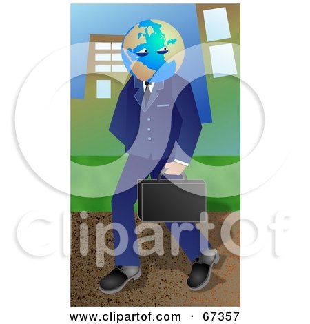Royalty-Free (RF) Clipart Illustration of a Global Businessman Carrying A Briefcase by Prawny