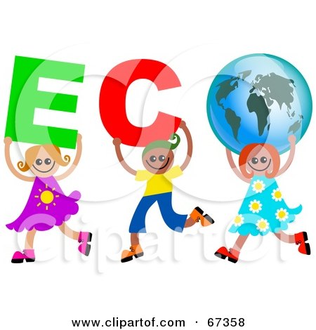 Royalty-Free (RF) Clipart Illustration of Children Carrying ECO Text by Prawny