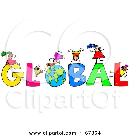 Royalty-Free (RF) Clipart Illustration of Children With GLOBAL Text by Prawny