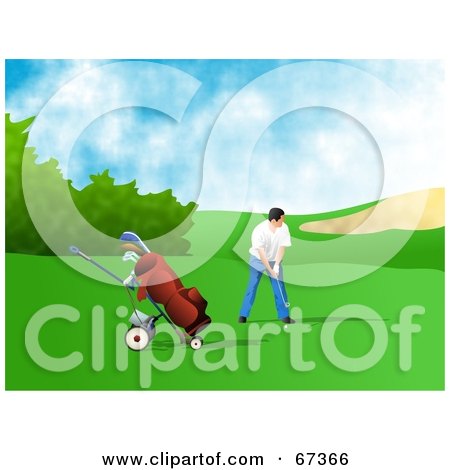 Royalty-Free (RF) Clipart Illustration of a Male Golfer Aiming by Prawny