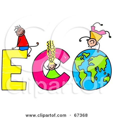Royalty-Free (RF) Clipart Illustration of Children With ECO Text by Prawny