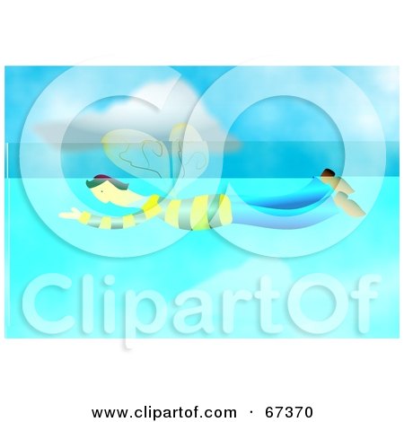 Royalty-Free (RF) Clipart Illustration of a Busy Bee Man Flying In The Sky by Prawny