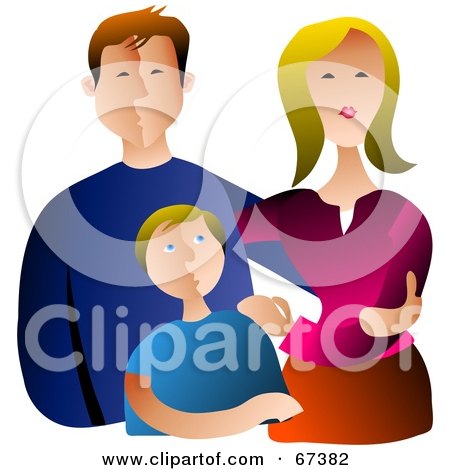 Royalty-Free (RF) Clipart Illustration of a Posing Family of Three by Prawny