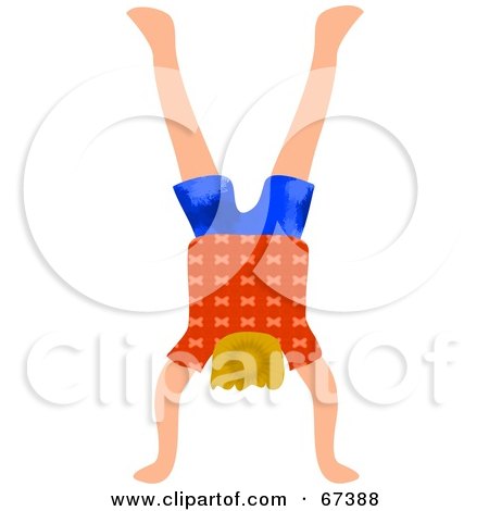 Royalty-Free (RF) Clipart Illustration of a Little Boy Doing A Handstand by Prawny